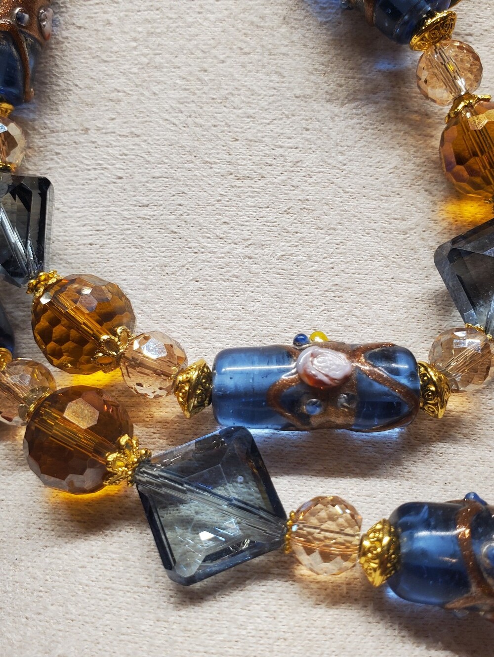 Steel Blue Wedding Cake Swarovski Crystal Pearl Beaded Necklace 18"-20" Adjust - Picture 5 of 6